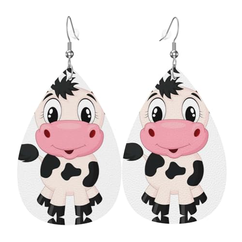 Cartoon-Milchkuh-Damen-Ohrhänger in Tropfenform aus Leder sind geeignet für Partys, Urlaubspartys und Geschenke., Einheitsgröße von Gongjuy