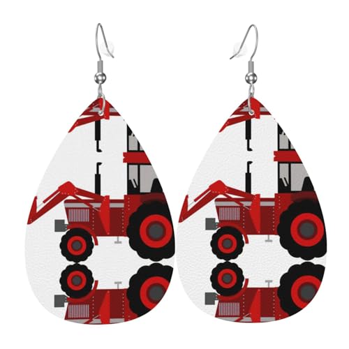 Cartoon-Traktor-Damen-Ohrhänger aus Leder sind geeignet für Partys, Feiertagsfeiern und Geschenke., Einheitsgröße von Gongjuy
