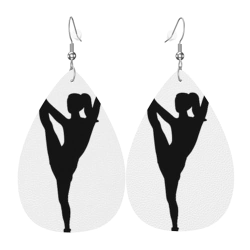 Cheerleader Damen-Ohrhänger aus Leder in Tropfenform eignen sich für Partys, Feiertagsfeiern und Geschenke., Einheitsgröße von Gongjuy