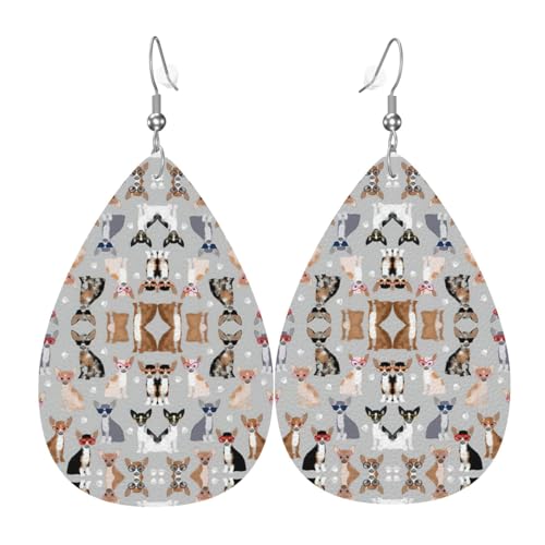 Chihuahua-Hundebrille für Damen in Tropfenform aus Leder sind geeignet für Partys, Urlaubspartys und Geschenke., Einheitsgröße von Gongjuy