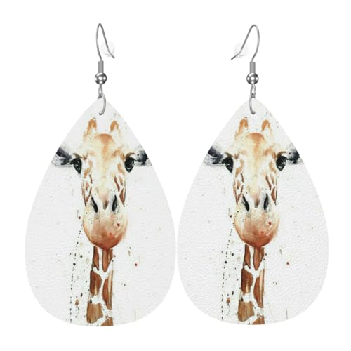 Clevere Giraffe Damen-Ohrhänger in Tropfenform aus Leder sind geeignet für Partys, Feiertagsfeiern und Geschenke., Einheitsgröße von Gongjuy