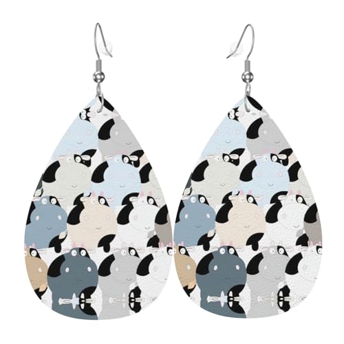 Cow Collection Damen-Ohrhänger aus Leder in Tropfenform sind geeignet für Partys, Feiertagsfeiern und als Geschenk., Einheitsgröße von Gongjuy