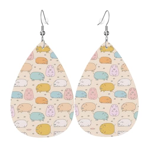 Die farbenfrohen niedlichen Schweine-Damen-Ohrringe in Tropfenform aus Leder sind geeignet für Partys, Urlaubspartys und Geschenke., Einheitsgröße von Gongjuy