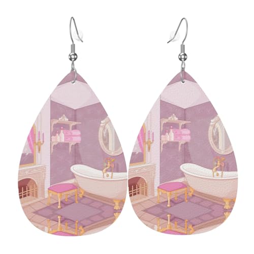 Die tropfenförmigen Leder-Ohrringe für Damen im Badezimmer sind geeignet für Partys, Urlaubspartys und Geschenke., Einheitsgröße von Gongjuy