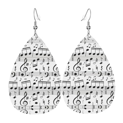 Die tropfenförmigen Leder-Ohrringe für Damen mit Musiknote sind geeignet für Partys, Feiertagsfeiern und Geschenke., Einheitsgröße von Gongjuy