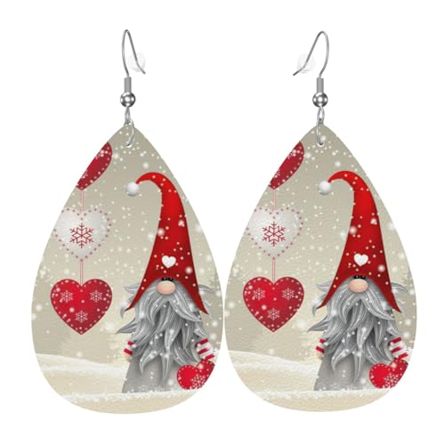 Die tropfenförmigen Leder-Ohrringe für Damen von Merry Christmas eignen sich für Partys, Feiertagsfeiern und Geschenke., Einheitsgröße von Gongjuy
