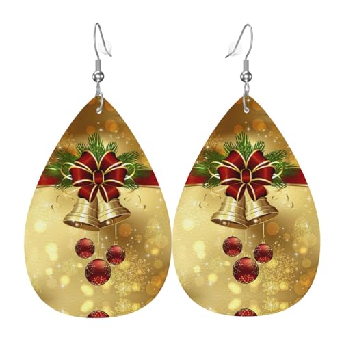 Die tropfenförmigen Leder-Ohrringe für Damen von Merry Christmas eignen sich für Partys, Feiertagsfeiern und Geschenke., Einheitsgröße von Gongjuy