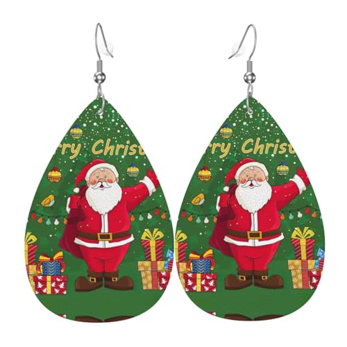 Die tropfenförmigen Leder-Ohrringe für Damen von Merry Christmas eignen sich für Partys, Feiertagsfeiern und Geschenke., Einheitsgröße von Gongjuy