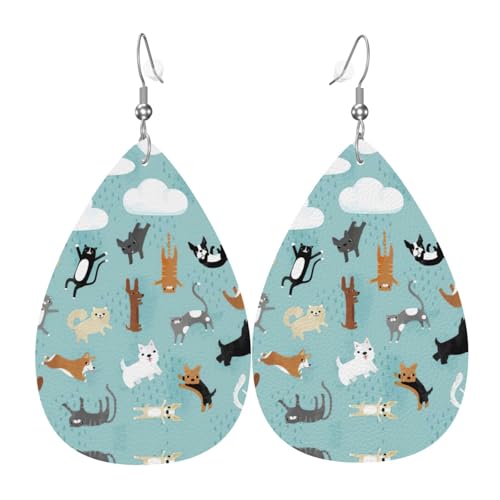 Die tropfenförmigen Leder-Ohrringe für Frauen sind geeignet für Partys, Urlaubspartys und Geschenke., Einheitsgröße von Gongjuy