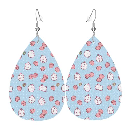 Die tropfenförmigen Leder-Ohrringe in Erdbeerform für Damen sind geeignet für Partys, Urlaubspartys und Geschenke., Einheitsgröße von Gongjuy