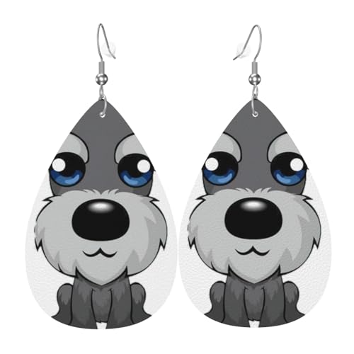 Entzückende Schnauzer-Damen-Ohrhänger in Tropfenform aus Leder sind geeignet für Partys, Feiertagsfeiern und Geschenke., Einheitsgröße von Gongjuy