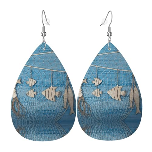 Fischernetze Damen-Ohrringe in Tropfenform aus Leder sind geeignet für Partys, Urlaubspartys und Geschenke., Einheitsgröße von Gongjuy
