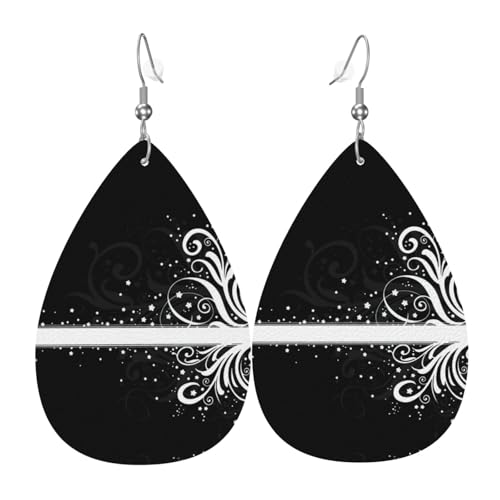 Flower Swirl Damen-Ohrhänger in Tropfenform aus Leder sind geeignet für Partys, Urlaubspartys und Geschenke., Einheitsgröße von Gongjuy