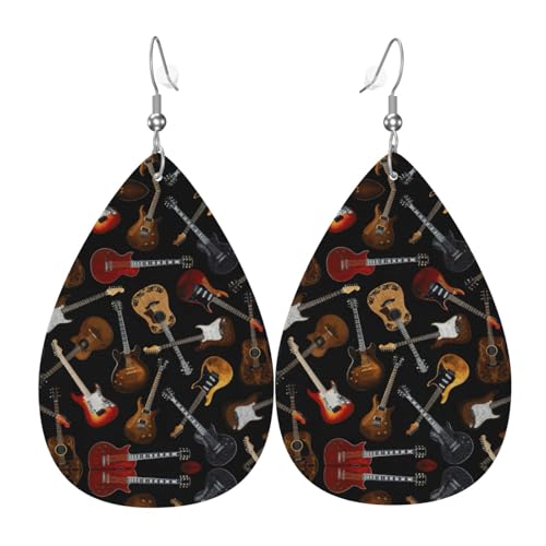 Gitarren Damen-Ohrhänger aus Leder sind geeignet für Partys, Feiertagsfeiern und Geschenke., Einheitsgröße von Gongjuy