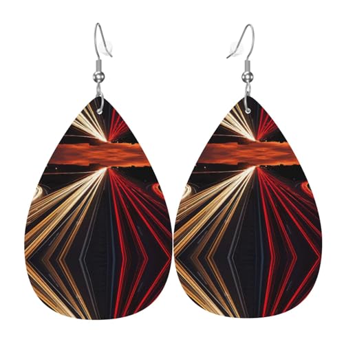 Highway Light Damen-Ohrringe in Tropfenform aus Leder sind geeignet für Partys, Feiertagsfeiern und Geschenke., Einheitsgröße von Gongjuy