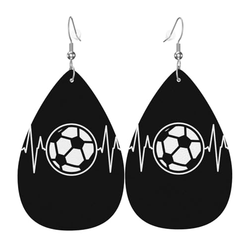 I Love Soccer Damen-Ohrhänger in Tropfenform aus Leder sind geeignet für Partys, Urlaubspartys und als Geschenk., Einheitsgröße von Gongjuy