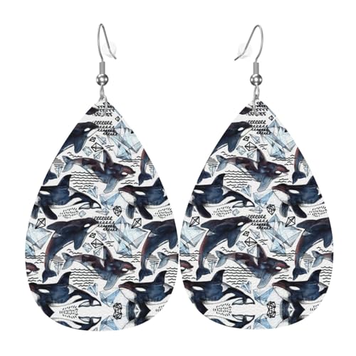 Killerwal Damen-Ohrringe in Tropfenform aus Leder sind geeignet für Partys, Feiertagsfeiern und Geschenke., Einheitsgröße von Gongjuy
