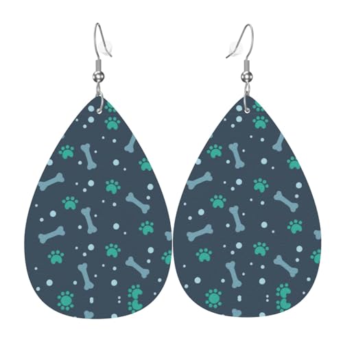 Knochen und Hundekrallen Damen tropfenförmige Lederohrringe sind geeignet für Partys, Urlaubspartys und Geschenke., Einheitsgröße von Gongjuy
