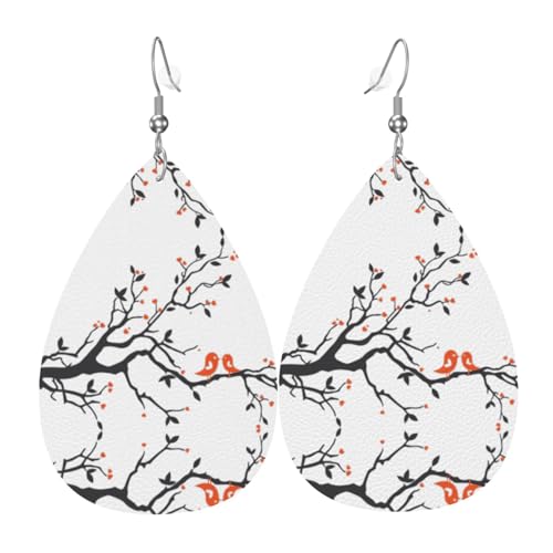 Loving Bird Damen-Ohrhänger aus Leder in Tropfenform sind geeignet für Partys, Feiertagsfeiern und Geschenke., Einheitsgröße von Gongjuy
