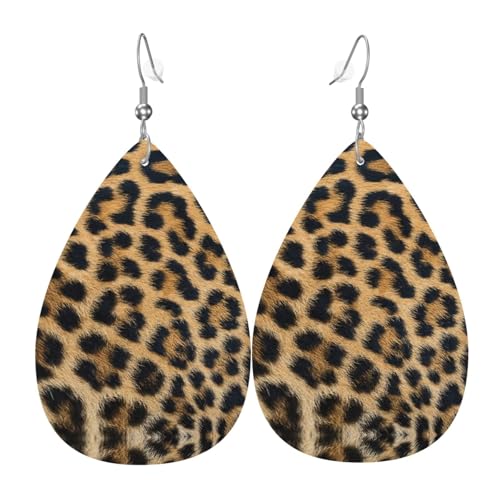 Raue Damen-Ohrhänger aus Leder mit Leopardenmuster eignen sich für Partys, Feiertagsfeiern und Geschenke., Einheitsgröße von Gongjuy