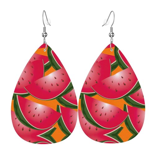 Reife Wassermelonenscheiben-Leder-Ohrringe für Damen sind geeignet für Partys, Feiertagsfeiern und Geschenke., Einheitsgröße von Gongjuy