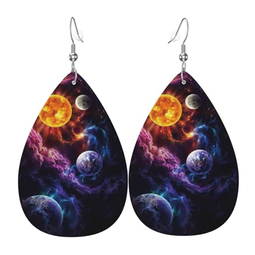 Schöne Galaxie-Damen-Ohrhänger aus Leder in Tropfenform eignen sich für Partys, Feiertagsfeiern und Geschenke., Einheitsgröße von Gongjuy
