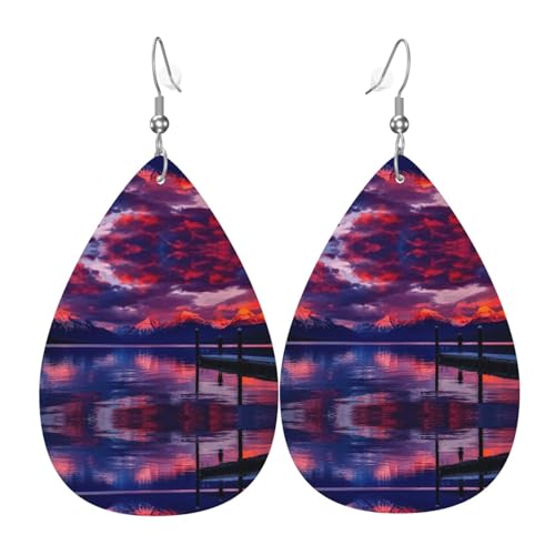 Schöne Wolken Damen-Ohrringe in Tropfenform aus Leder sind geeignet für Partys, Feiertagsfeiern und Geschenke., Einheitsgröße von Gongjuy