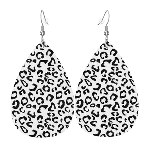 Schwarze Damen-Ohrringe aus Leder mit Leopardenmuster sind geeignet für Partys, Feiertagsfeiern und Geschenke., Einheitsgröße von Gongjuy
