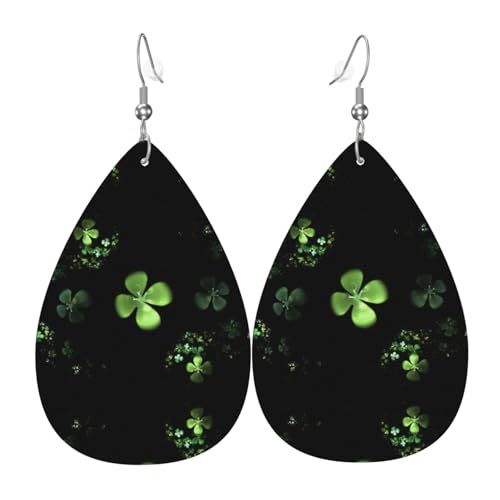 Schwarze Gras-Damen-Ohrhänger aus Leder in Tropfenform sind geeignet für Partys, Urlaubspartys und Geschenke., Einheitsgröße von Gongjuy