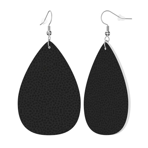 Schwarze Leopardenmuster Damen-Ohrringe in Tropfenform aus Leder sind geeignet für Partys, Urlaubspartys und Geschenke., Einheitsgröße von Gongjuy