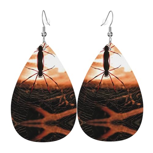 Spinnweben mit einer Spinne Damen-Ohrhänger aus Leder sind geeignet für Partys, Urlaubspartys und Geschenke., Einheitsgröße von Gongjuy