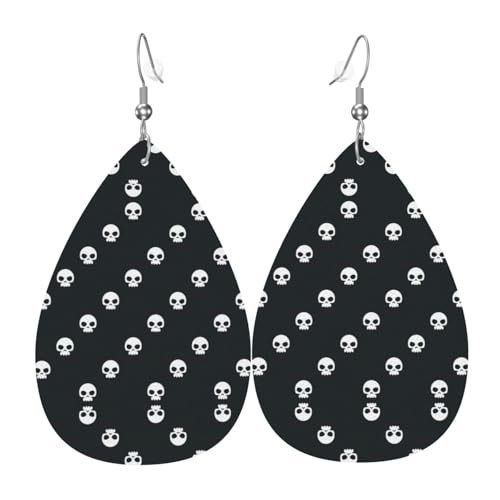 Totenkopf-Damen-Ohrhänger aus Leder sind geeignet für Partys, Feiertagsfeiern und Geschenke., Einheitsgröße von Gongjuy