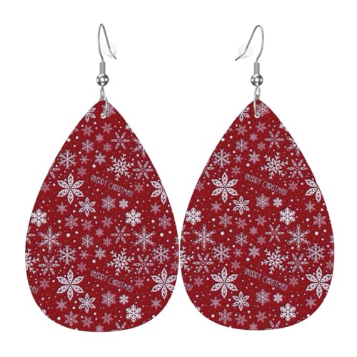 Weihnachts-Schneeflocken-Damen-Ohrhänger aus Leder eignen sich für Partys, Feiertagsfeiern und Geschenke., Einheitsgröße von Gongjuy