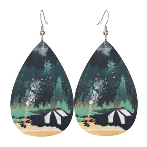 Wilderness Nature Camping Damen-Ohrhänger aus Leder in Tropfenform sind geeignet für Partys, Urlaubspartys und Geschenke., Einheitsgröße von Gongjuy