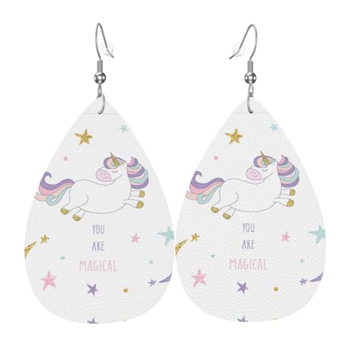 You Are Magical Damen-Ohrhänger in Tropfenform aus Leder sind geeignet für Partys, Urlaubspartys und Geschenke., Einheitsgröße You Are Magical Damen-Ohrhänger in Tropfenform aus Leder sind geeignet für Partys, Urlaubspartys und Geschenke., Einheitsgröße von Gongjuy