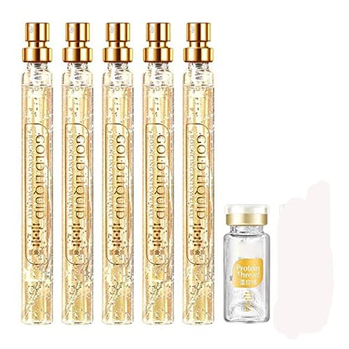 24K Gold Face Serum Active Face Essence, Kombination aus löslichem Proteinfaden und Nano-Gold-Essenz, resorbierbare Kollagenfäden für Frauen (1Set) von Goniome