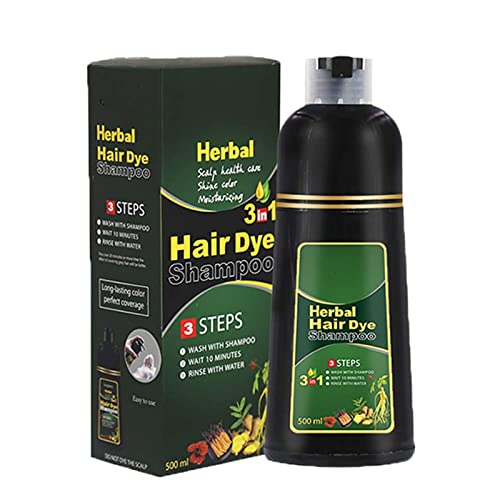 3-in-1 Herbal Hair Coloring Shampoo - Herbal Hair Dye Shampoo Natural Non-Scalp Hair Care Multi -10 Mins Herbal Hair Darkening Shampoo-Color Hair Dye for Men and Women 500ml. (Black) von Goniome