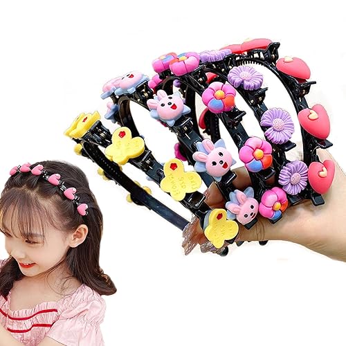 5PCS Sweet Princess Hairstyle Hairpin,Hair Band with Clips,Double Layer Headbands with Clips Twist Plait for Girls, Super Cute fashion headbands (B) von Goniome