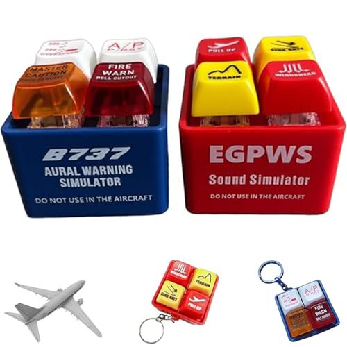 Goniome Pilot And Crew Alert Keychain EGPWS Warning Sound Simulator, LED Aviation Cockpit Safety Button, Emergency Alert Keychains (Egpws+B737) von Goniome