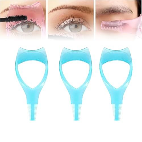 Mascara Shield Applicator Guard – 3-in-1 Wimpern-Werkzeuge, Mascara-Schutz-Applikatorschutz, 3-in-1-Mascara-Schild, Wimpern-Tools, Mascara-Schild, für Make-up-Anfänger (Blau, 3 Stück) von Goniome