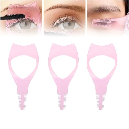 Mascara Shield Applikator Guard – 3-in-1 Wimpern-Werkzeuge, Mascara-Schutz-Applikatorschutz, 3-in-1-Mascara-Schild, Wimpern-Tools, Mascara-Schild, für Make-up-Anfänger (Rosa, 3 Stück) von Goniome