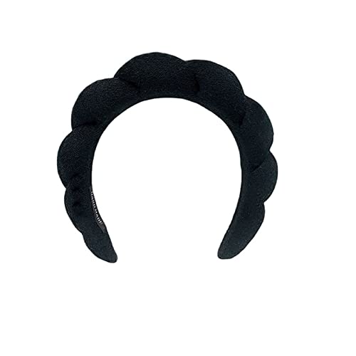 Mimi and Co Spa Headband for Women-Sponge & Terry Towel Cloth Fabric Cute Hair Accessories for Skincare, Face Washing, Makeup Removal, Shower, Facial Mask. (Black) von Goniome