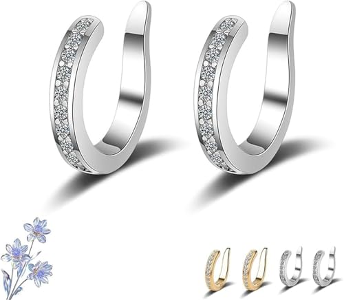 Zafiller Ear Clip,Fixura Ear Clips, Pierceless Ear Cuff Earrings for Women, Non Piercing Plated Ears Cuffs Non Pierced Clip on Cartilage Earring, Portable & Adjustable Fake Earrings (Silver-1Pair) von Goniome