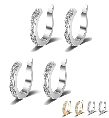 Zafiller Ear Clip,Fixura Ear Clips, Pierceless Ear Cuff Earrings for Women, Non Piercing Plated Ears Cuffs Non Pierced Clip on Cartilage Earring, Portable & Adjustable Fake Earrings (Silver-2Pairs) von Goniome