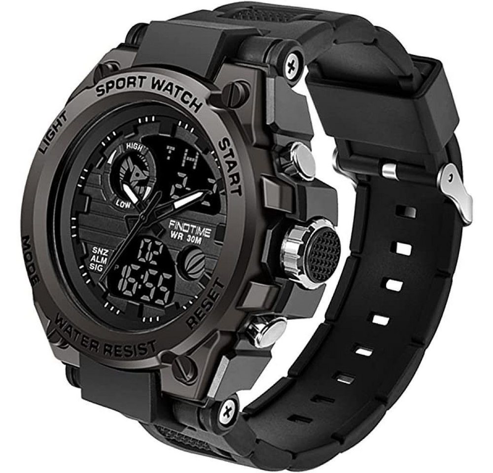 Gontence Digitaluhr Herren Uhren Sport Militär Große Armbanduhr Outdoor Digitaluhren, mit Armband von Gontence