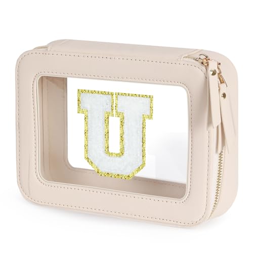 Transparente Make-up-Tasche, Kulturbeutel für Damen, niedliches Autozubehör, goldene Reißverschlüsse, Weiss/opulenter Garten, Letter-U, U Transparente Make-up-Tasche, Kulturbeutel für Damen, niedliches Autozubehör, goldene Reißverschlüsse, Weiss/opulenter Garten, Letter-U, U von GooBird