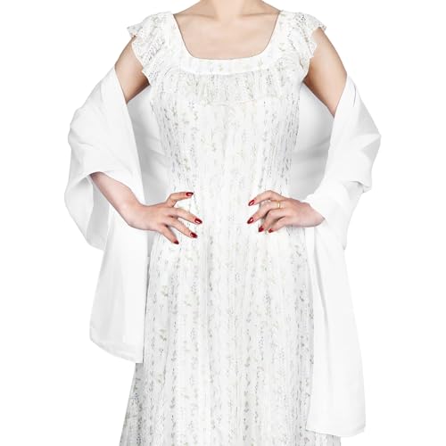 1 Pc Stola für Abendkleid Chiffon Halstuch Damen Abendkleider Soft Chiffon Stola Leichter Hautfreundlich Schultertuch Sommer für Hochzeit Braut Party Brautjungfern Reisen Urlaub , 200*70cm (Weiß) von GooDengFull