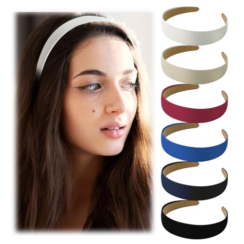 6 Pcs Farben Haarreifen Damen Haarreif Rosa Stoff Rosa Breit Haarreif Damen Satin Schwarzer Haarreifen Basteln Mädchen für Modellieren DIY(6 Farben) von GooDengFull