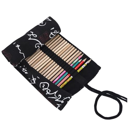 Aquarellpinsel Canvas Stifterolle Pinseltasche Rollmäppchen Stiftrolle Pen Case 72 Löcher Leinwand Stifterolle Roll Leinwand Pencil Wrap Federmappe Schlamperrolle Mäppchen Stifterolle Rollmäppchen von GooDengFull
