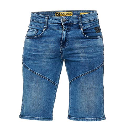 Goob Jeans Shorts Herren Jeansshorts Verwaschen Bermuda Regular Fit Knielang Karo 612, Hosengröße:3XL von Goob